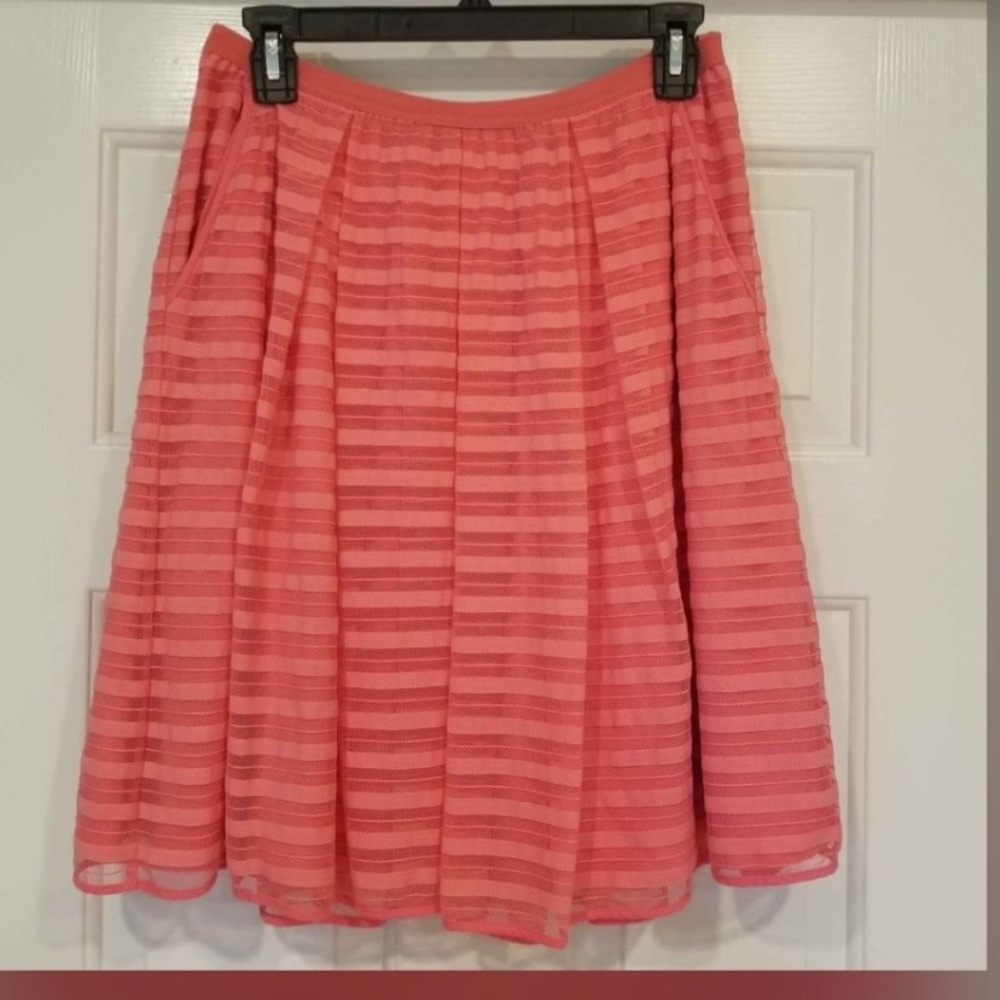 Anthropology Striped Coral Skirt